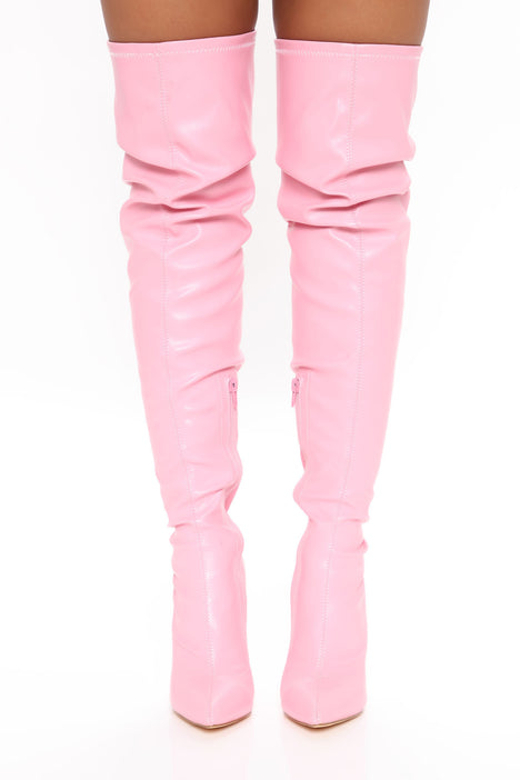 Pink boots knee high hotsell