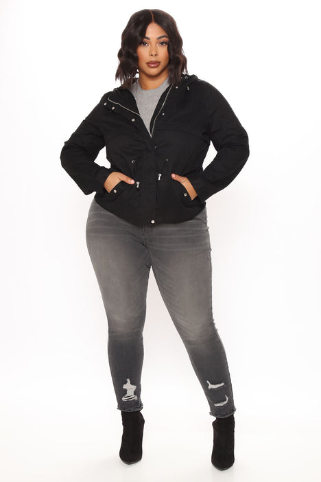 Plus size shop black anorak jacket