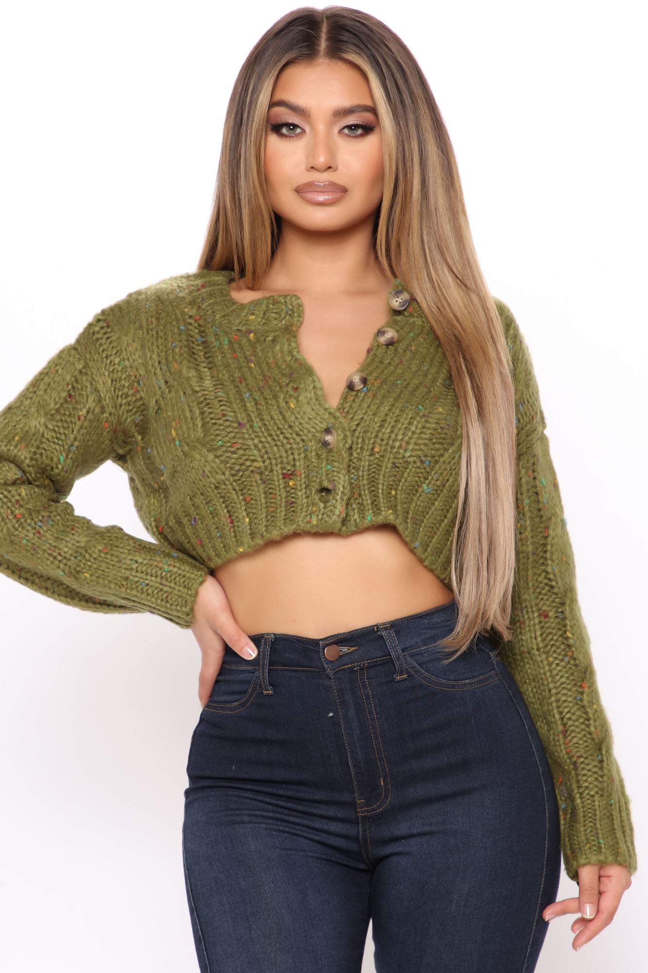 In Your Dreams Cropped Cardigan Olive Fashion Nova Sweaters