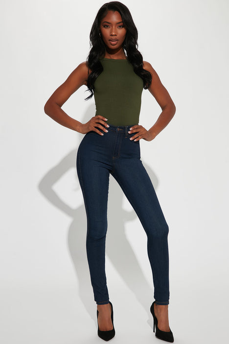 Women's Classic High Waist Skinny Jeans in Dark Denim Size 7 by Fashion Nova