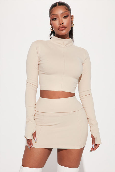 Beige cheap skirt set