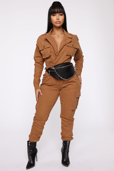 Khaki cargo jumpsuit online