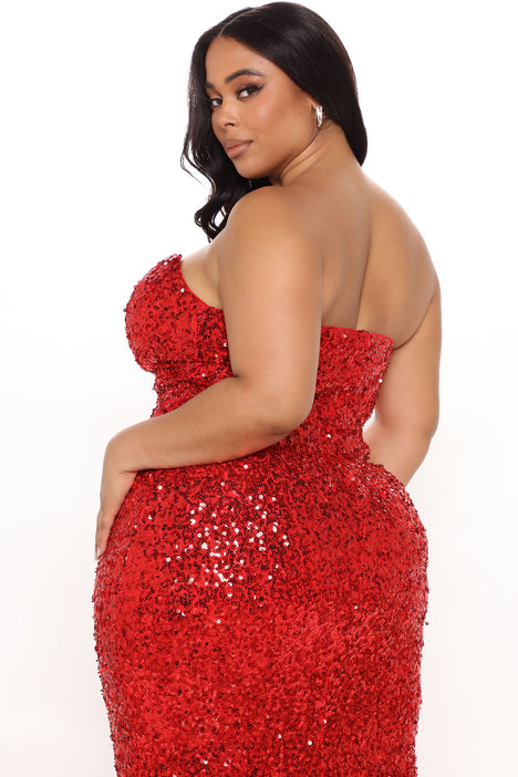 Fashion nova red dress plus size shop