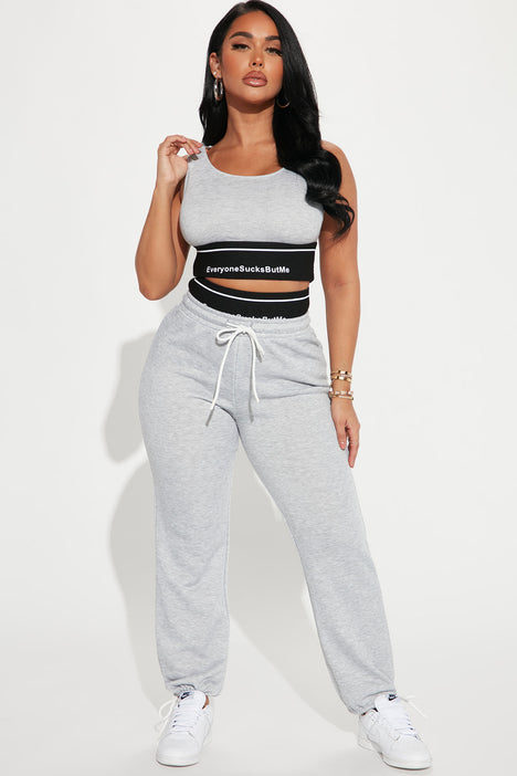 Everyone Sucks But Me Jogger Set Grey Fashion Nova Matching