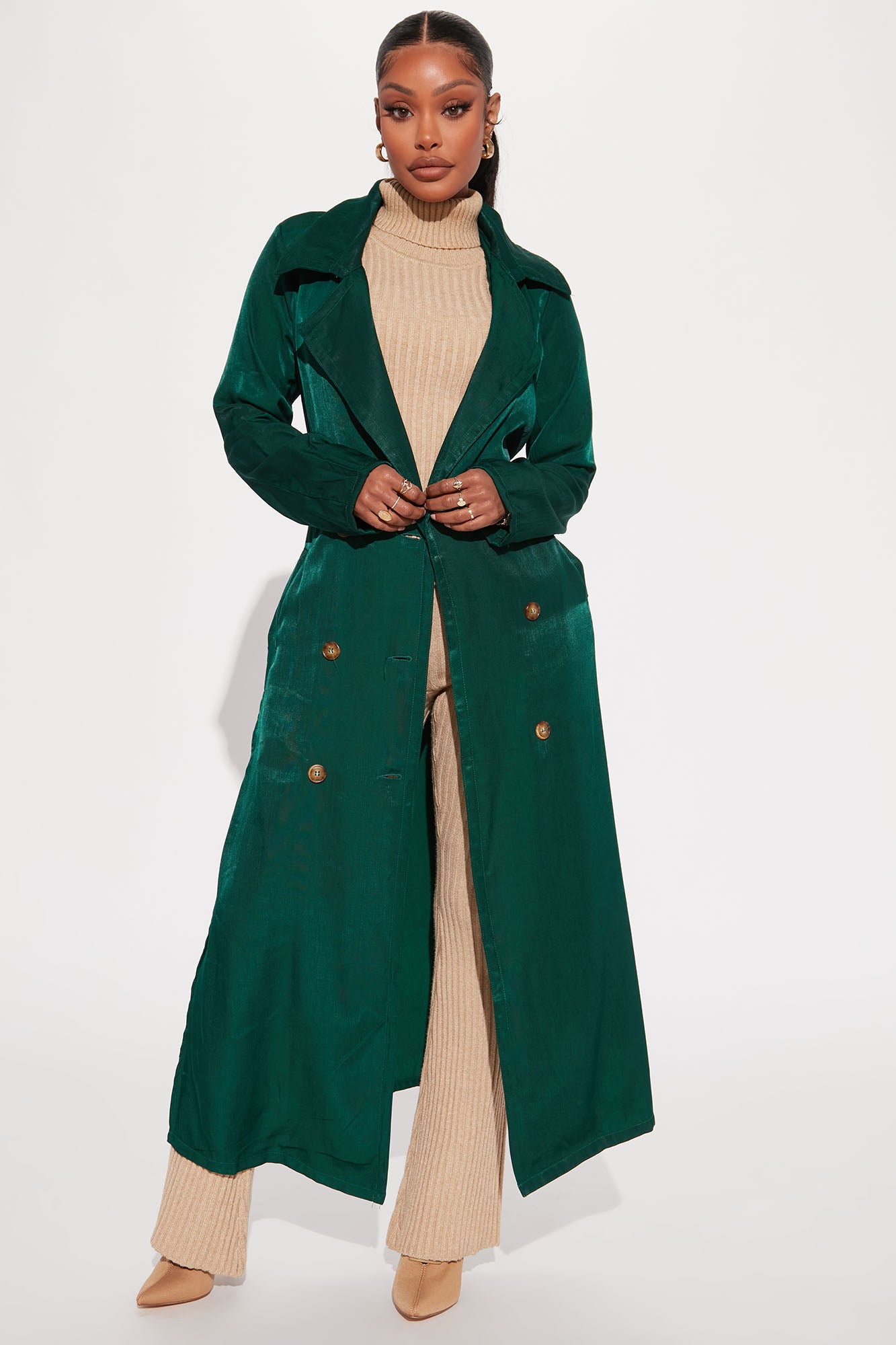 Satin trench cheap coat dress