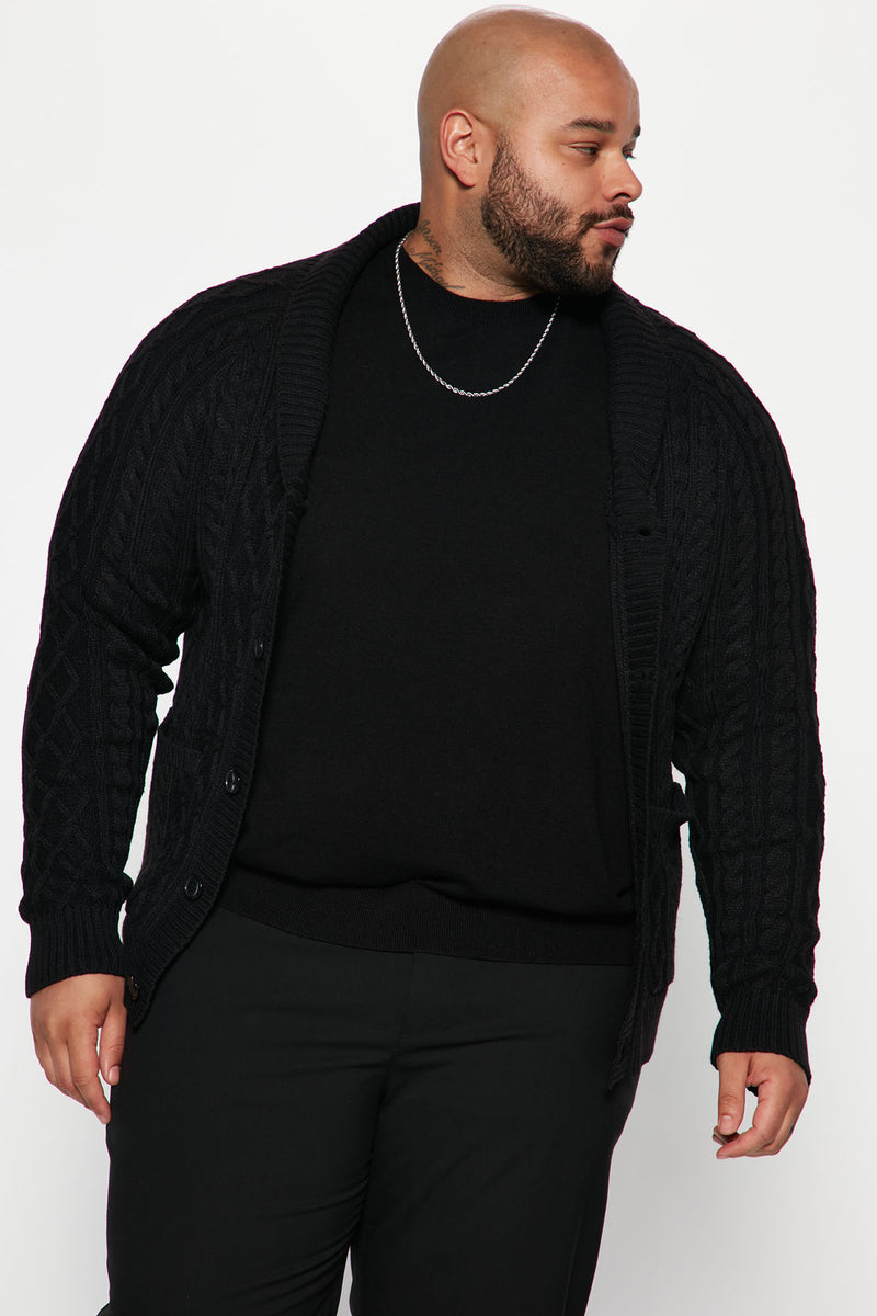 On Occasion Cable Knit Cardigan - Black | Fashion Nova, Mens Sweaters ...