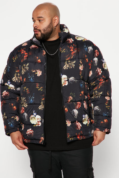 Floral puffer jacket mens deals