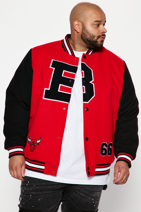 chicago bulls varsity jacket leather sleeves