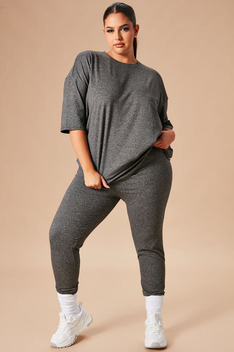 Weekend Vibes Legging Set Charcoal Fashion Nova Matching Sets