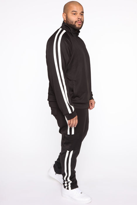 Post Track Jacket Black White