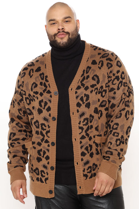 Cheetah Print Cardigan Tan