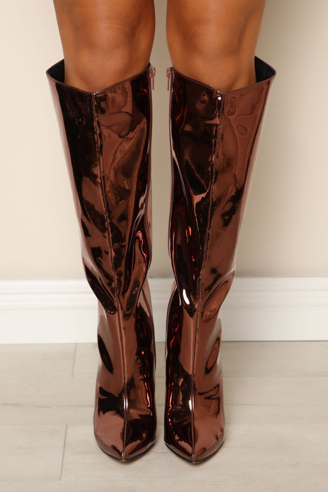 Bronze metallic boots top