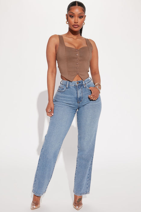 Nova 90s Straight Leg Jeans Vintage Blue Wash Fashion Nova