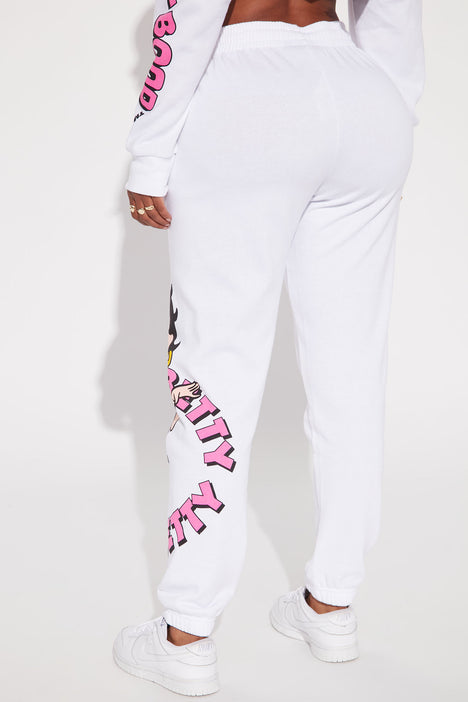 Bombshell Betty Jogger Pant Off White, White Sweatpants Fashion Nova