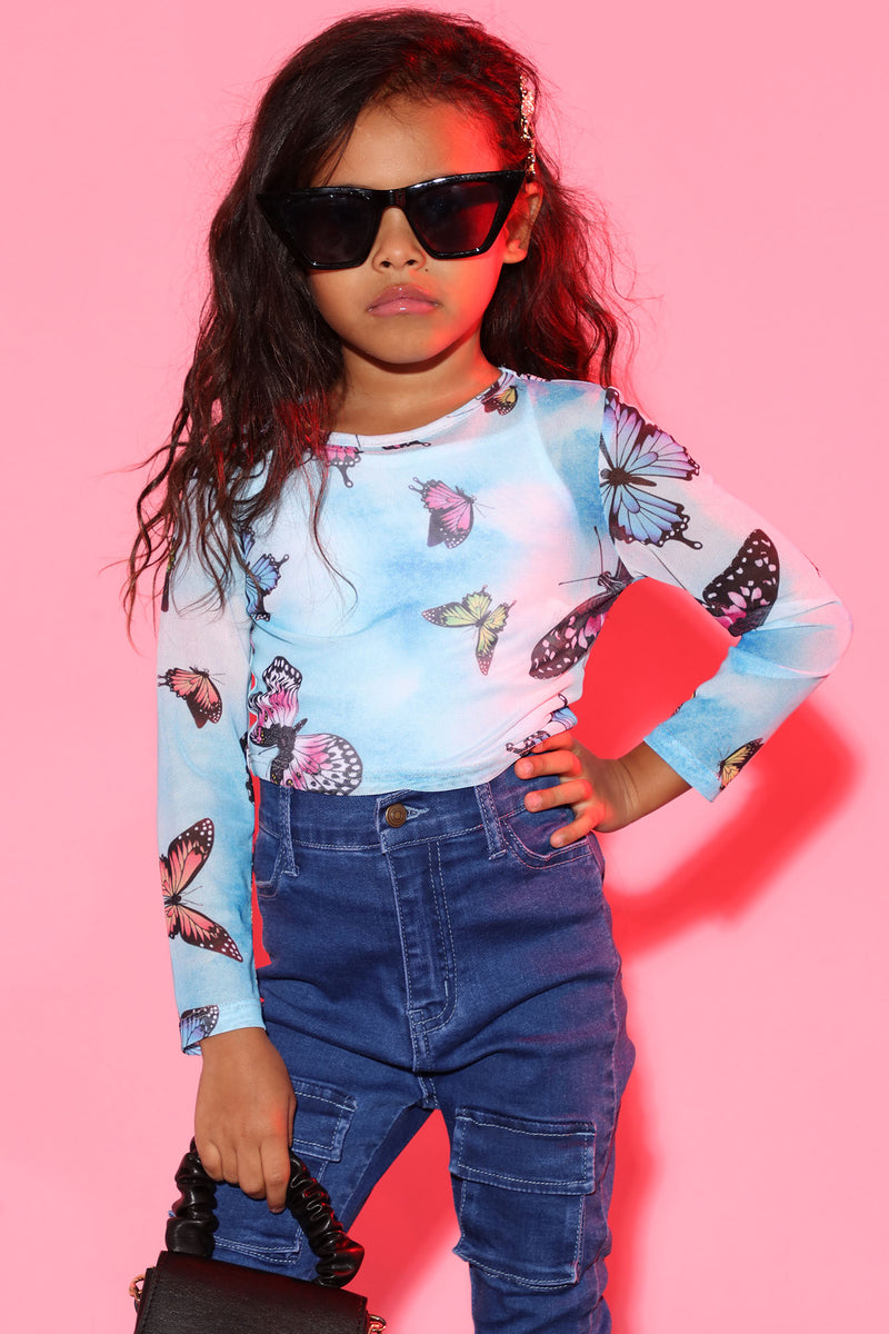 Mini Flutters Mesh Top - Blue/combo | Fashion Nova, Kids Tops & T ...