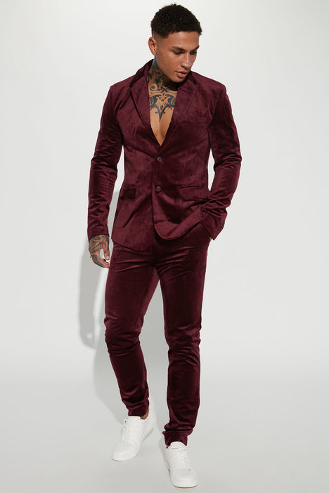 The Modern Velvet Suit Jacket Burgundy Fashion Nova Mens
