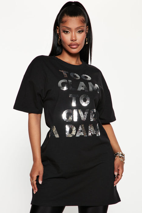 Too Glam T Shirt Dress Black Gold