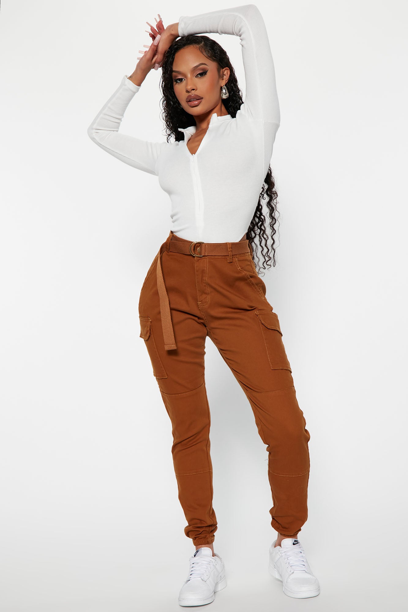 Cadet Khloe Oversized Cargo Pants Cognac