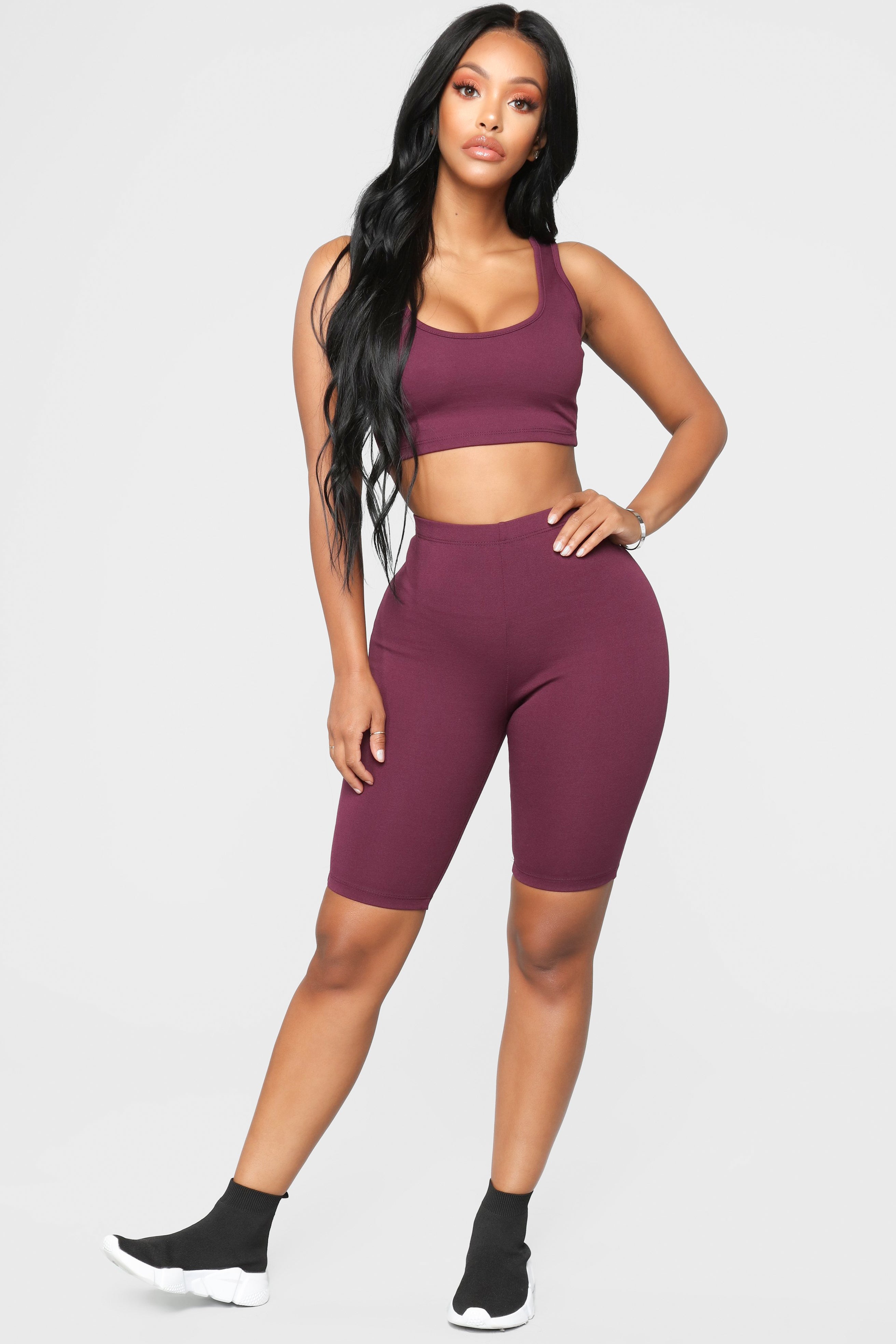 Bondoc Biker Short Set Eggplant Fashion Nova Matching Sets