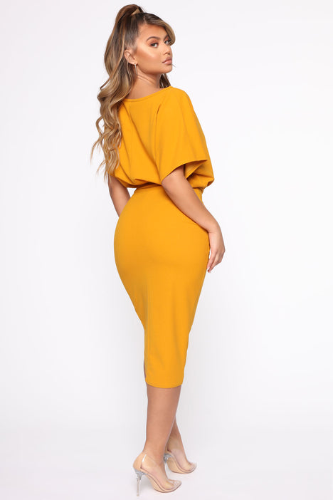 Mustard dress fashion shop nova