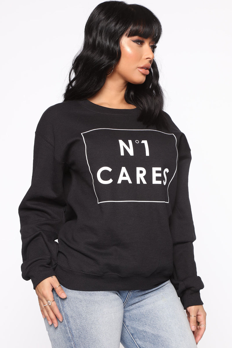 No One Cares Crew Sweatshirt - Black | Fashion Nova, Screens Tops and ...