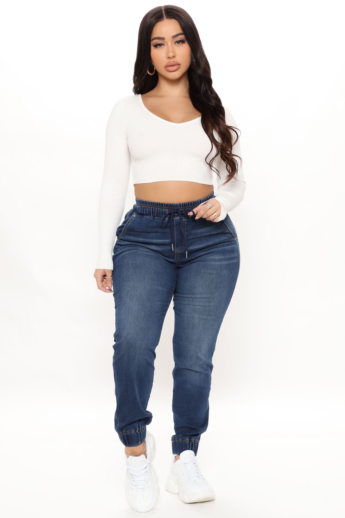 A Soft Touch Knit Denim Joggers Dark Wash Fashion Nova Jeans