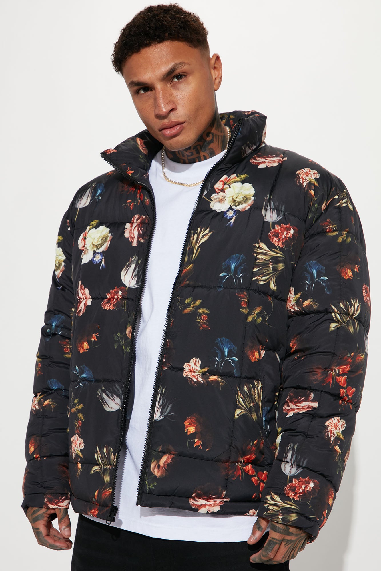 Floral Print Quilted Puffer Jacket Multi Color Fashion Nova