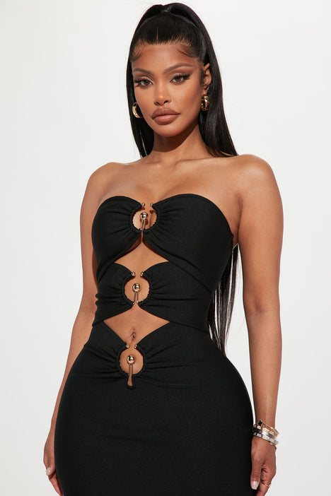 Strapless bandage 2025 midi dress