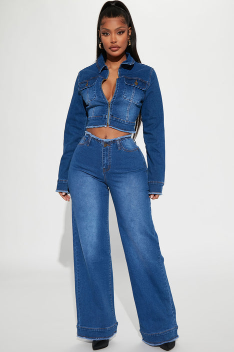 Dark wash wide leg cheap jeans