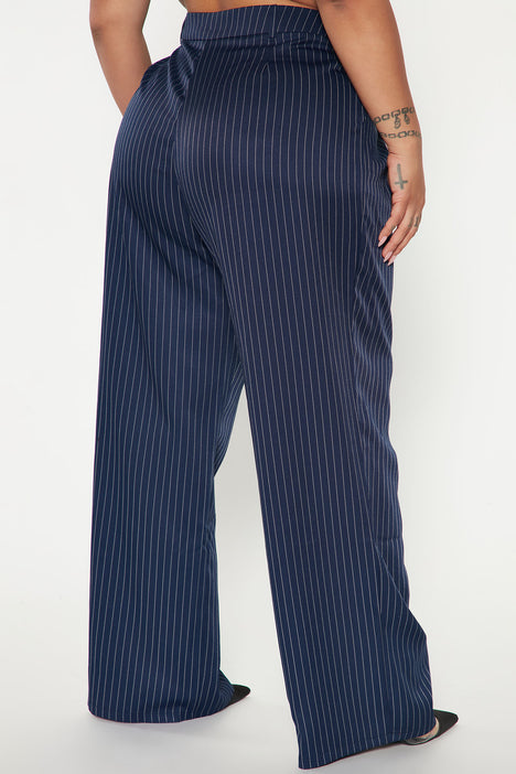 Blue pinstripe trousers store womens