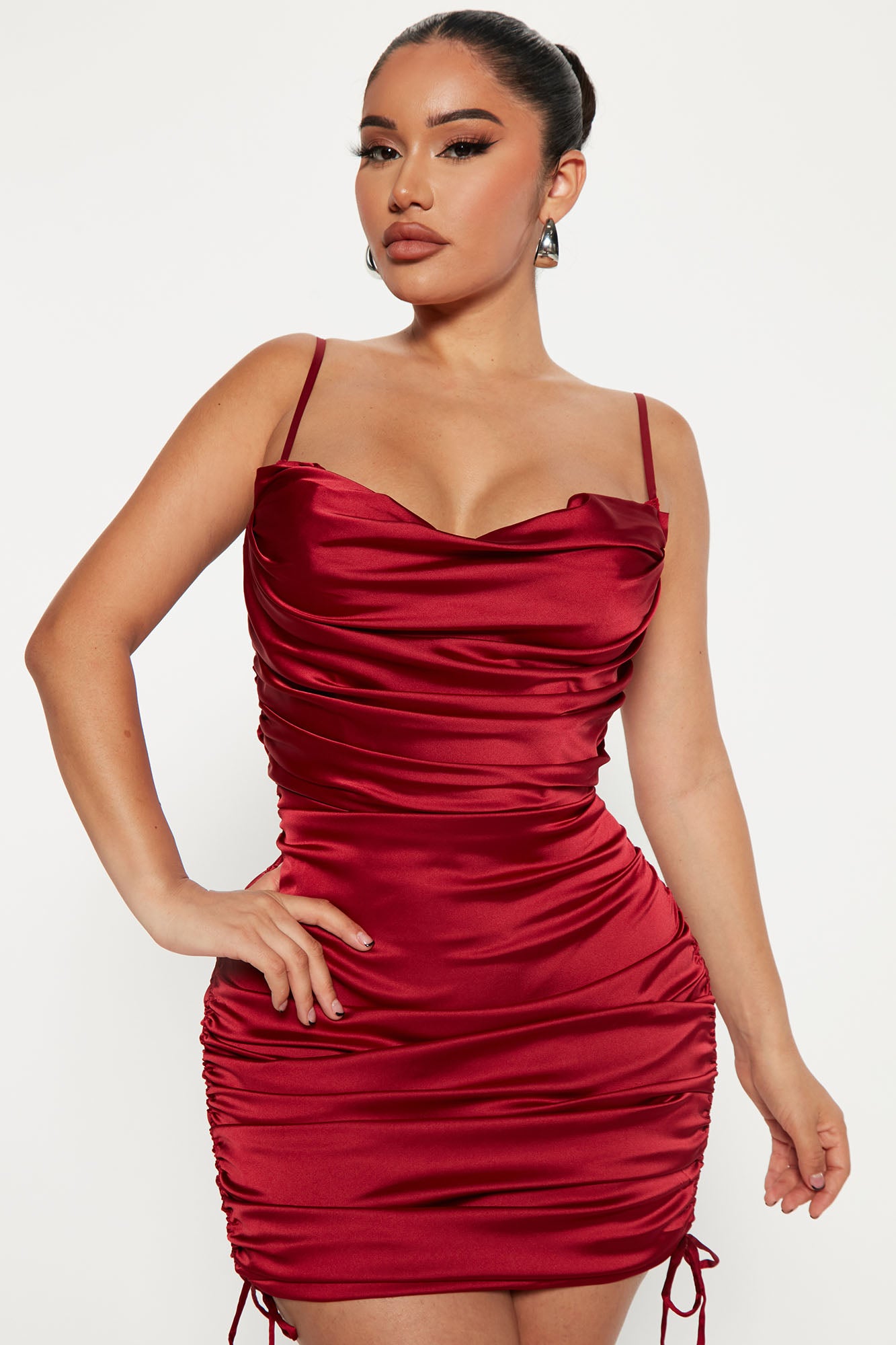 Red silk dress fashion nova shop