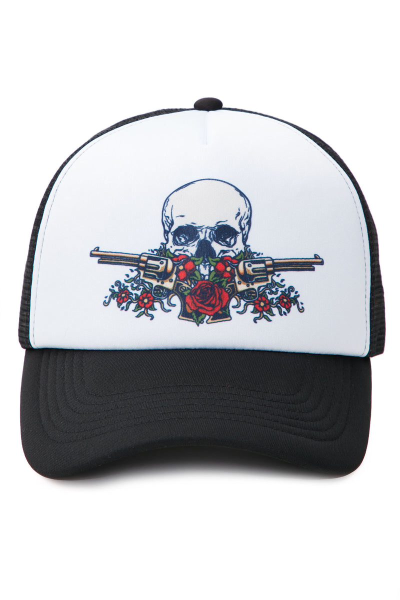 Eternal Skull Trucker Hat White/Black Fashion Nova, Mens