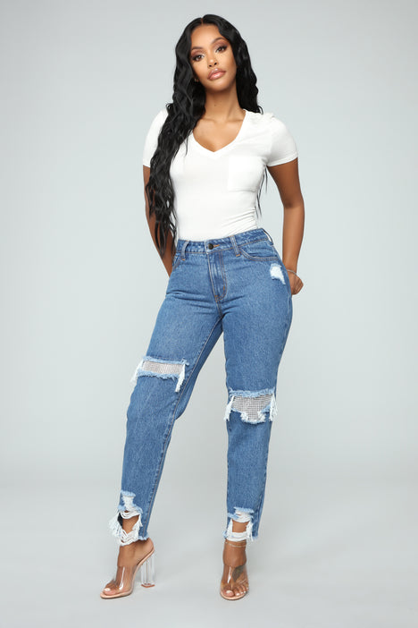 A Girl s Best Friend Boyfriend Jeans Medium Blue Wash Fashion
