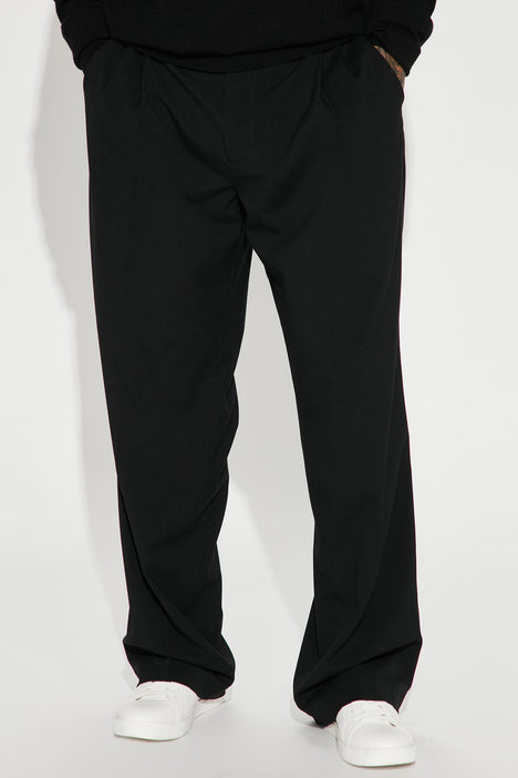 Luca Pleated Loose Trousers Black