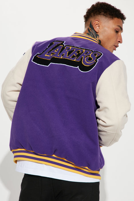 lakers varsity jacket purple