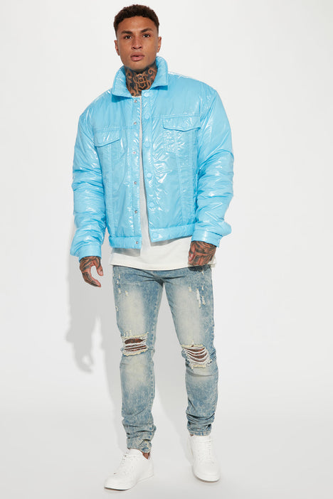 Blue discount shiny jacket