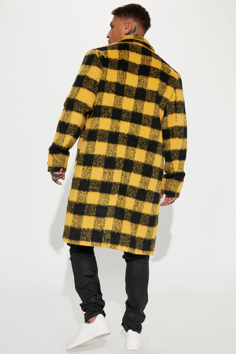 Extraordinary Brushed Mohair Wool Long Coat Yellow combo