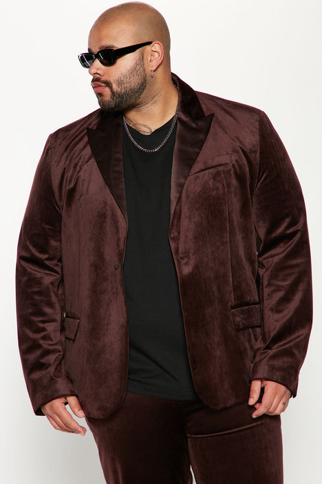 Big Time Luxe Velvet Suit Jacket - Dark Brown