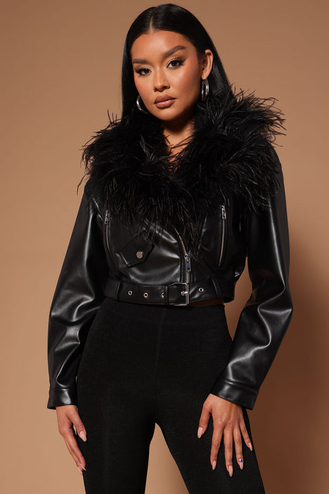 Luxe Living Feather Moto Jacket Black Fashion Nova Luxe