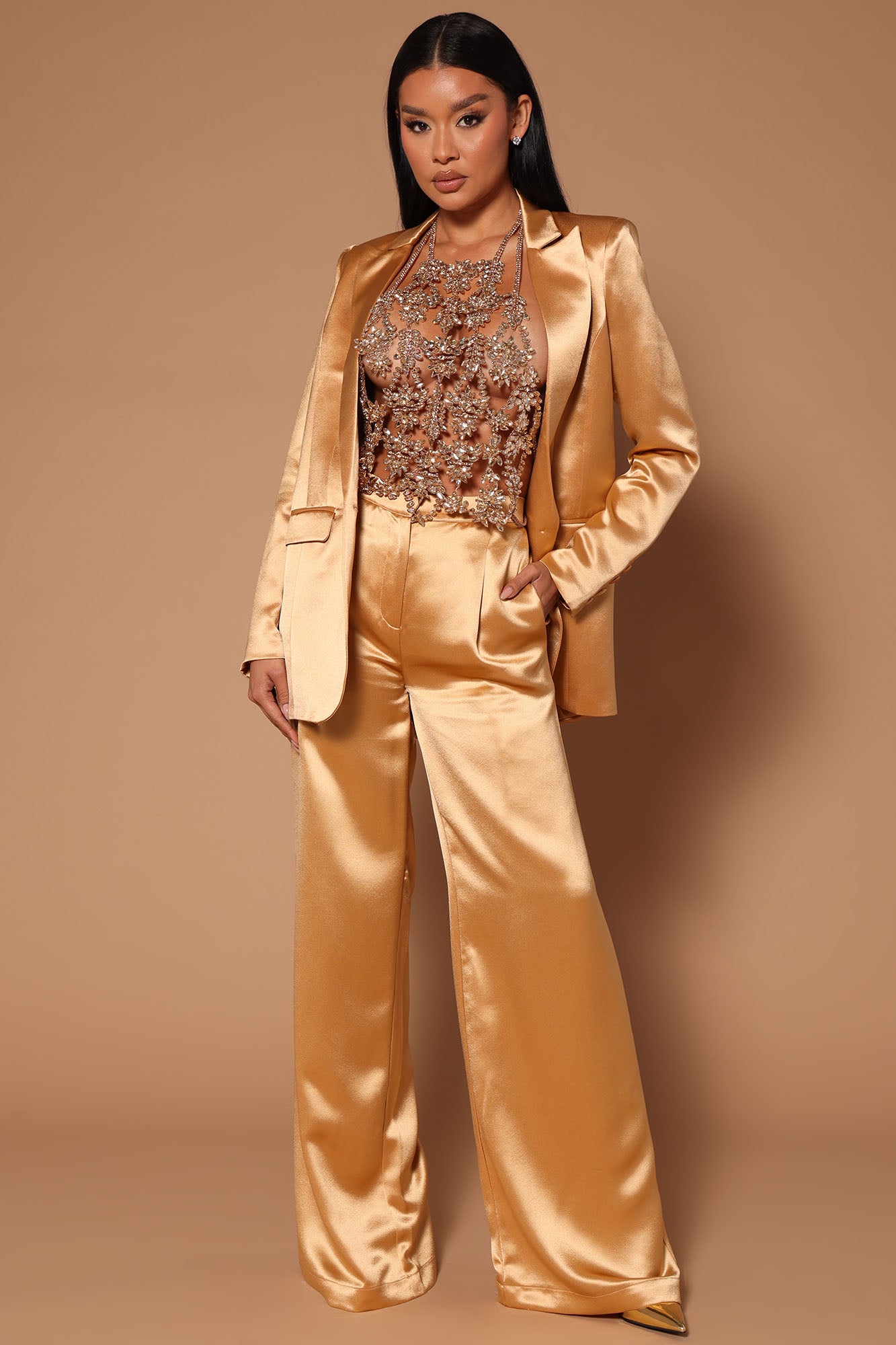 Gold dress 2025 pants womens