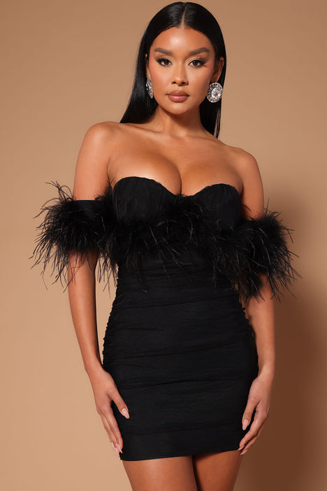 Fashion nova 2025 feather dress