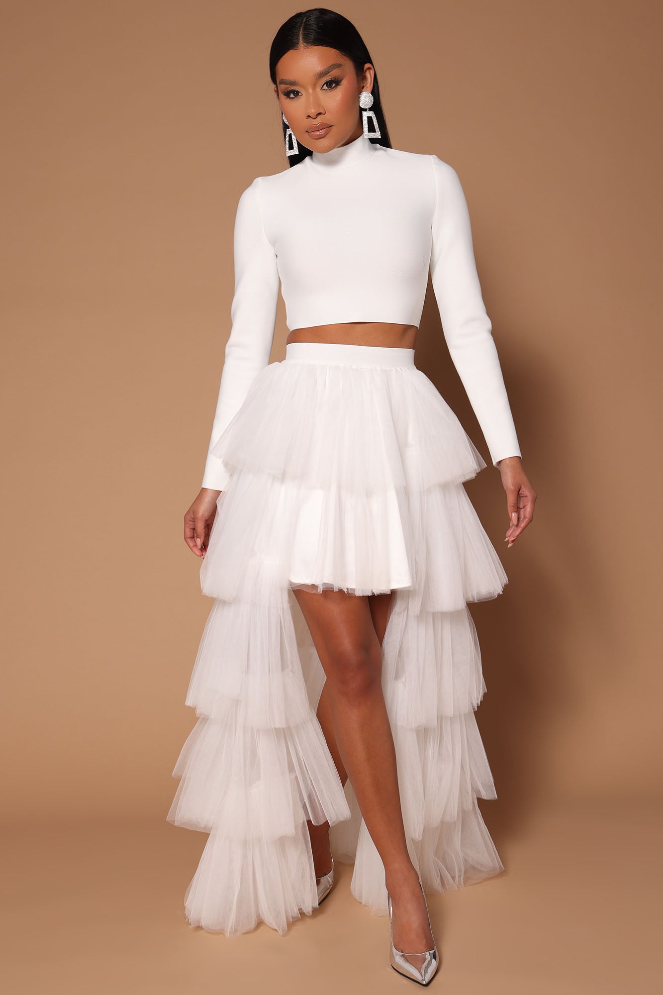 White high best sale low tulle skirt
