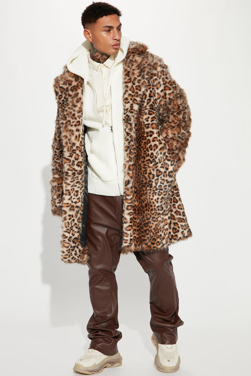 Leopard Fur Long Coat - Brown Combo | Fashion Nova, Mens Jackets ...