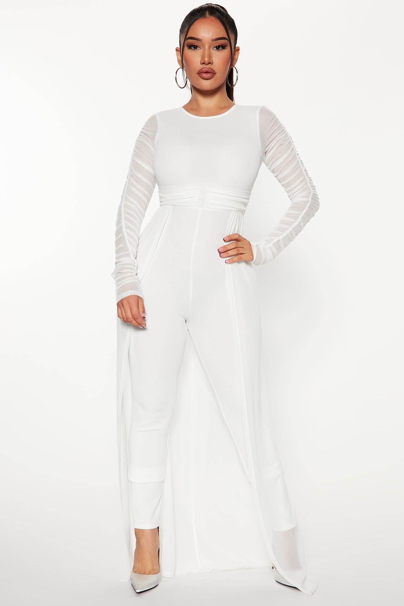 White hot sale mesh jumpsuit