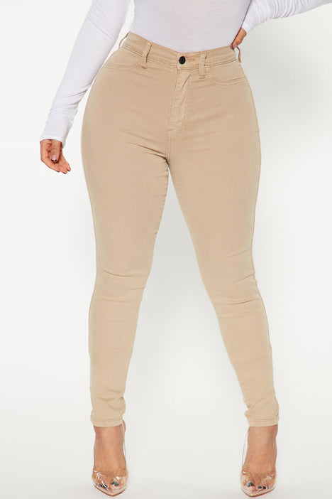 Classic High Waist Skinny Jeans Khaki