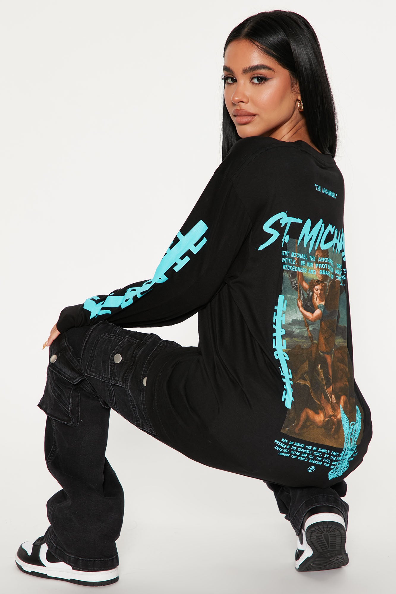 The Archangel Long Sleeve Tee Black Fashion Nova Screens Tops and Bottoms Fashion Nova