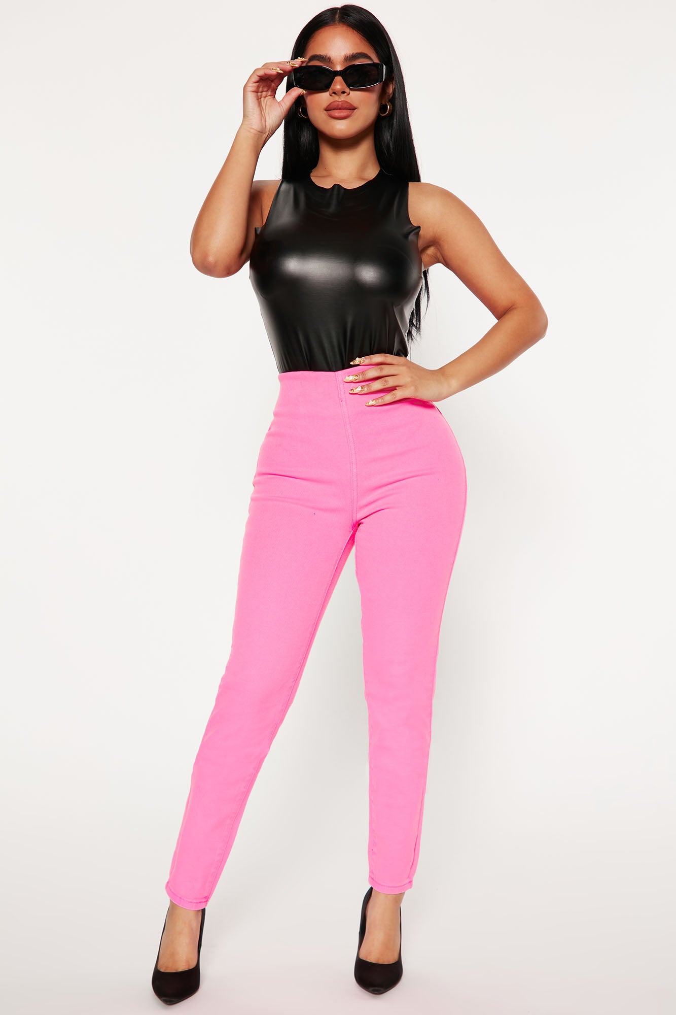Pink jeans fashion nova sales