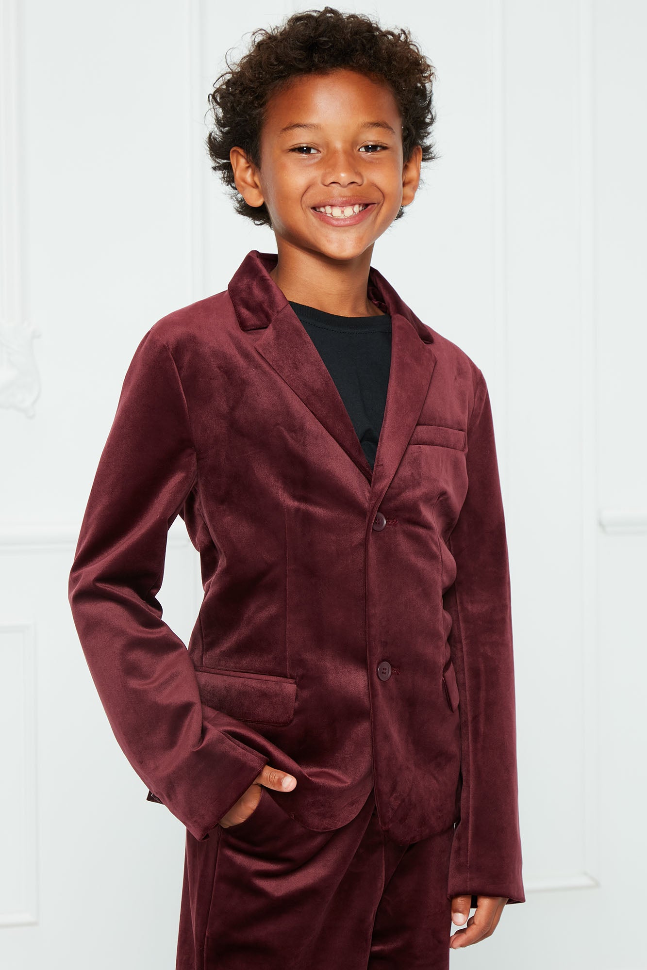 Boys red cheap velvet jacket