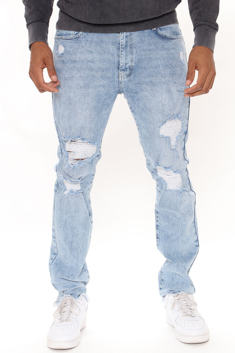 Keeping It Real Ripped Straight Jeans - Light Wash | Fashion Nova, Mens ...