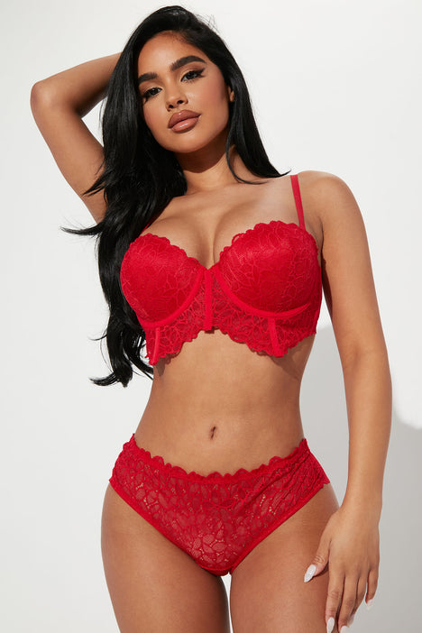 Too Pretty Bra And Panty Set - Red